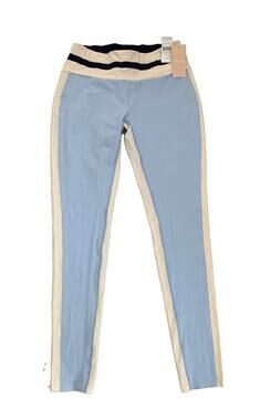 New VAARA Flo Tuxedo Active Stretch Leggings in Celeste Blue Mid-rise $119 NWT M